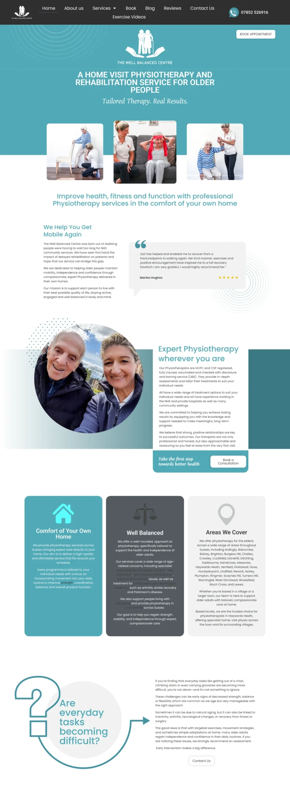 The Well Balanced centr website — homepage